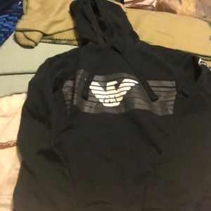 EA7. Emporia Armani black hooded small sweatshirt